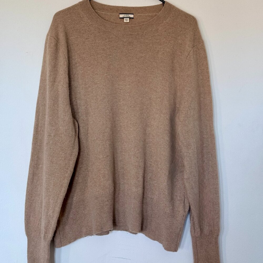 J. Crew 100% Cashmere Crewneck Sweater - Camel Heather / Size XXL